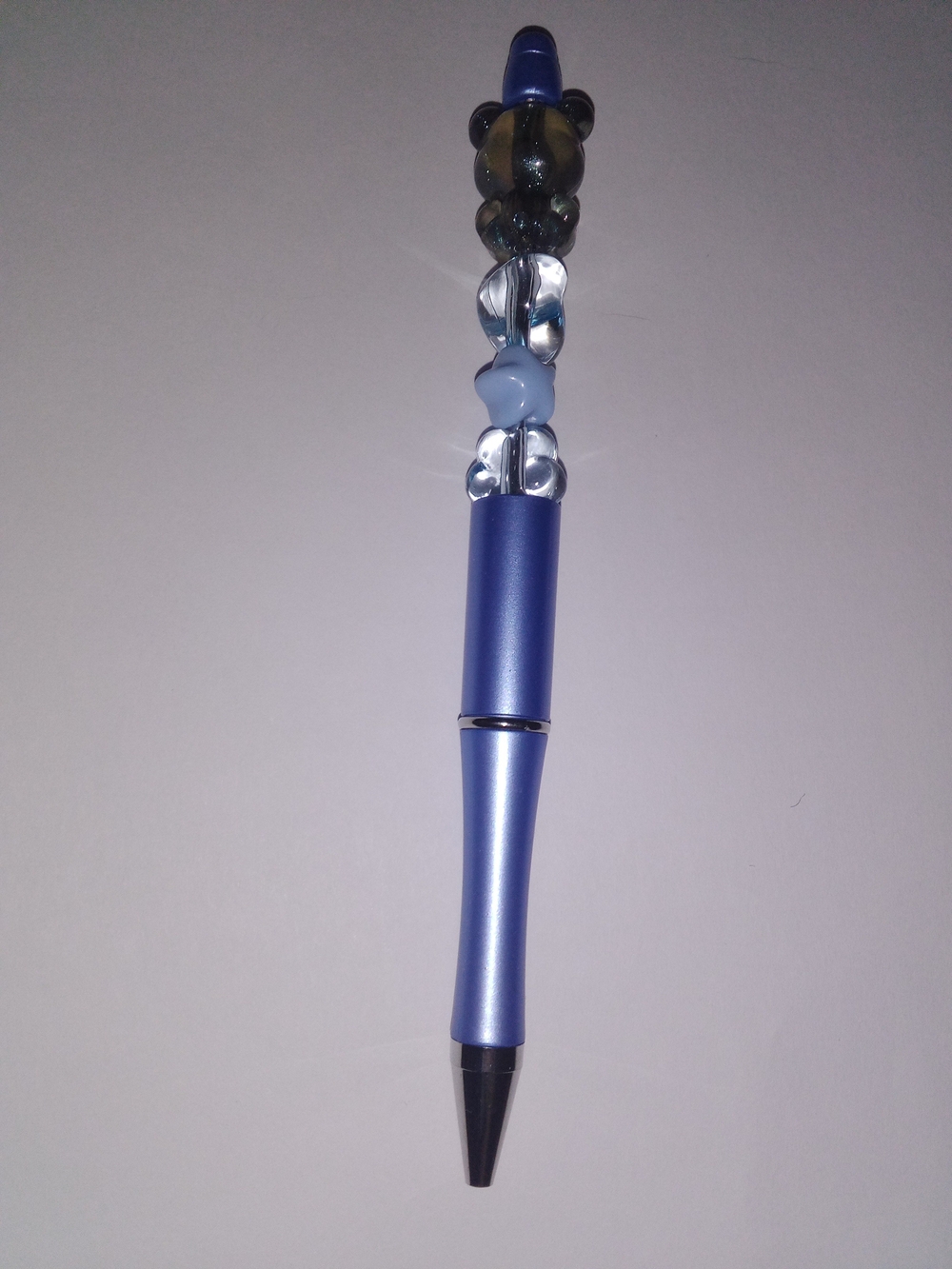 Blue Decorative Glass-Topped Ballpoint Pen